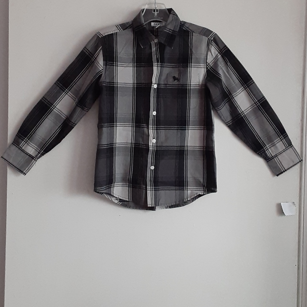 Old Navy Boys Plaid Long Sleeve Shirt SZ(M)